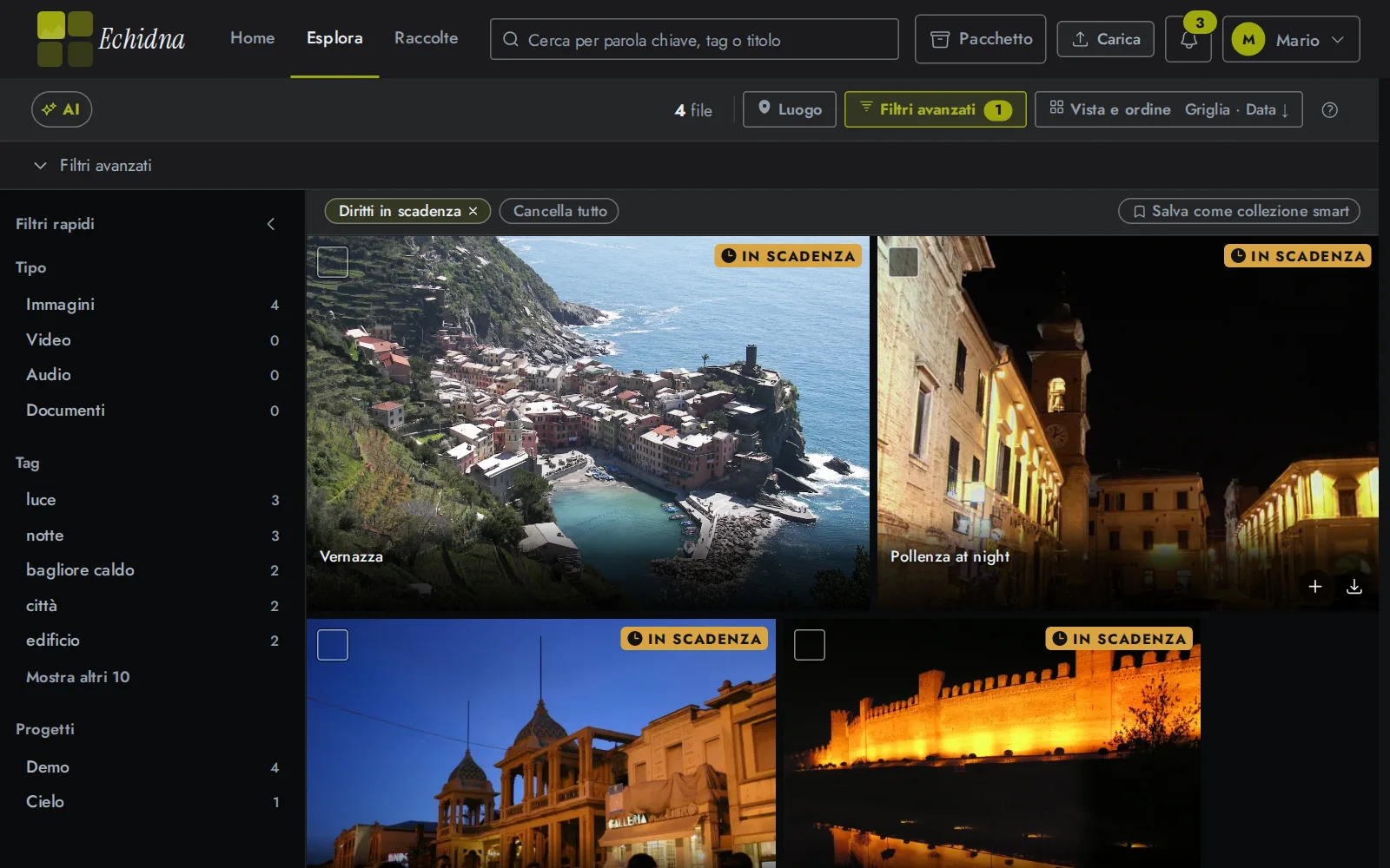 Esplora con il filtro «In scadenza»: i file i cui diritti scadono nei prossimi trenta giorni